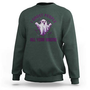 Funny Boo Sheet Sweatshirt I Ghost People All Year Round Spooky Ghost Halloween Costume TS02 Dark Forest Green Print Your Wear