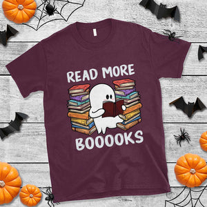 Halloween Reading T Shirt Read More Books Cute Ghost Boo Sheet TS02 Maroon Print Your Wear