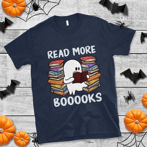 Halloween Reading T Shirt Read More Books Cute Ghost Boo Sheet TS02 Navy Print Your Wear