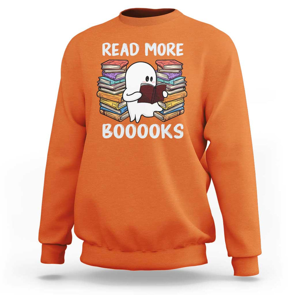 Halloween Reading Sweatshirt Read More Books Cute Ghost Boo Sheet TS02 Orange Print Your Wear