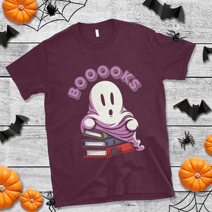 Halloween Reading T Shirt Booooks Cute Ghost Boo Sheet TS02 Maroon Print Your Wear