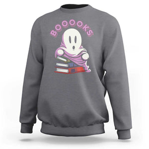 Halloween Reading Sweatshirt Booooks Cute Ghost Boo Sheet TS02 Charcoal Print Your Wear