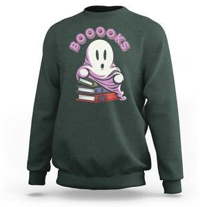 Halloween Reading Sweatshirt Booooks Cute Ghost Boo Sheet TS02 Dark Forest Green Print Your Wear