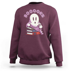 Halloween Reading Sweatshirt Booooks Cute Ghost Boo Sheet TS02 Maroon Print Your Wear