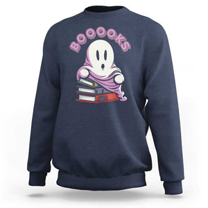 Halloween Reading Sweatshirt Booooks Cute Ghost Boo Sheet TS02 Navy Print Your Wear