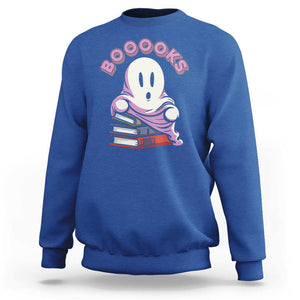 Halloween Reading Sweatshirt Booooks Cute Ghost Boo Sheet TS02 Royal Blue Print Your Wear