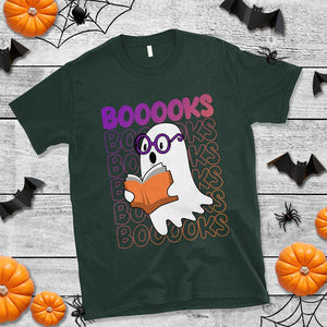 Halloween Reading T Shirt Booooks Cute Ghost Nerd Boo Sheet TS02 Dark Forest Green Print Your Wear