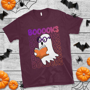 Halloween Reading T Shirt Booooks Cute Ghost Nerd Boo Sheet TS02 Maroon Print Your Wear