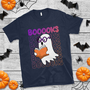 Halloween Reading T Shirt Booooks Cute Ghost Nerd Boo Sheet TS02 Navy Print Your Wear