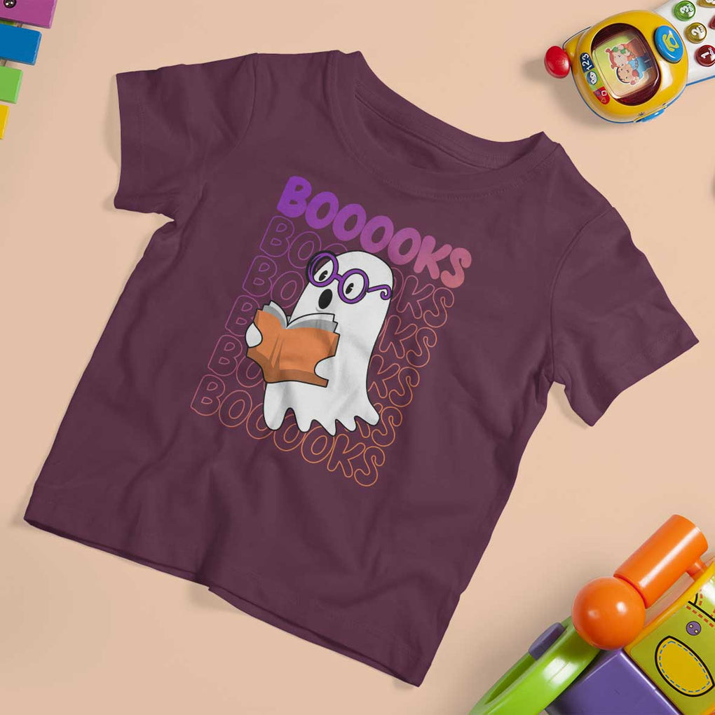 Halloween Reading T Shirt For Kid Booooks Cute Ghost Nerd Boo Sheet TS02 Maroon Print Your Wear
