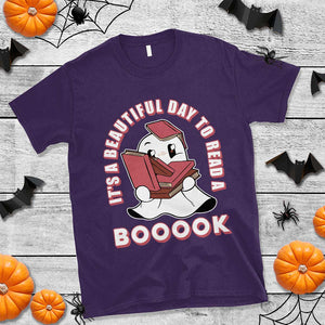 Halloween Reading T Shirt It's A Beautiful Day To Read A Book Cute Ghost Boo Sheet TS02 Purple Print Your Wear