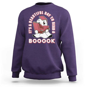 Halloween Reading Sweatshirt It's A Beautiful Day To Read A Book Cute Ghost Boo Sheet TS02 Purple Print Your Wear