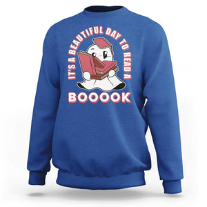 Halloween Reading Sweatshirt It's A Beautiful Day To Read A Book Cute Ghost Boo Sheet TS02 Royal Blue Print Your Wear