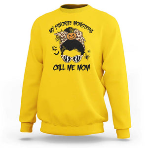 Halloween Mom Sweatshirt My Favorite Monsters Call Me Mom Messy Bun Halloween Costume TS02 Daisy Print Your Wear