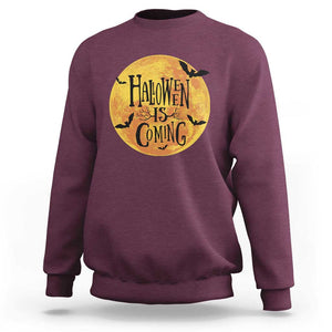 Halloween Season Sweatshirt Spooky Season Is Coming Scary Night TS02 Maroon Print Your Wear