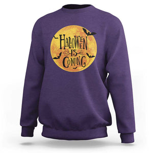 Halloween Season Sweatshirt Spooky Season Is Coming Scary Night TS02 Purple Print Your Wear