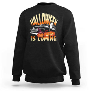 Halloween Season Sweatshirt Spooky Season Is Coming Scary Pumpkin Car TS02 Black Print Your Wear