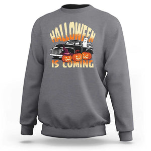 Halloween Season Sweatshirt Spooky Season Is Coming Scary Pumpkin Car TS02 Charcoal Print Your Wear