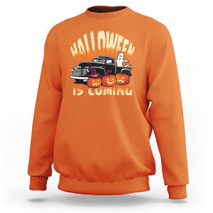 Halloween Season Sweatshirt Spooky Season Is Coming Scary Pumpkin Car TS02 Orange Print Your Wear