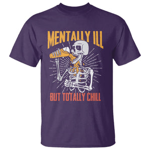 Beer Lover Skeleton T Shirt Mentally Ill But Totally Chill Funny Drinking TS02 Purple Printyourwear