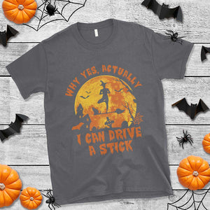 Halloween Witch T Shirt Yes Actually I Can Drive A Stick Halloween Costume TS02 Charcoal Print Your Wear