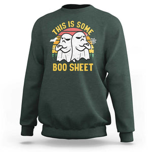 Funny Boo Sheet Sweatshirt Funny Halloween Boo Ghost Costume This is Double Boo Sheet TS02 Dark Forest Green Print Your Wear