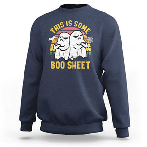 Funny Boo Sheet Sweatshirt Funny Halloween Boo Ghost Costume This is Double Boo Sheet TS02 Navy Print Your Wear