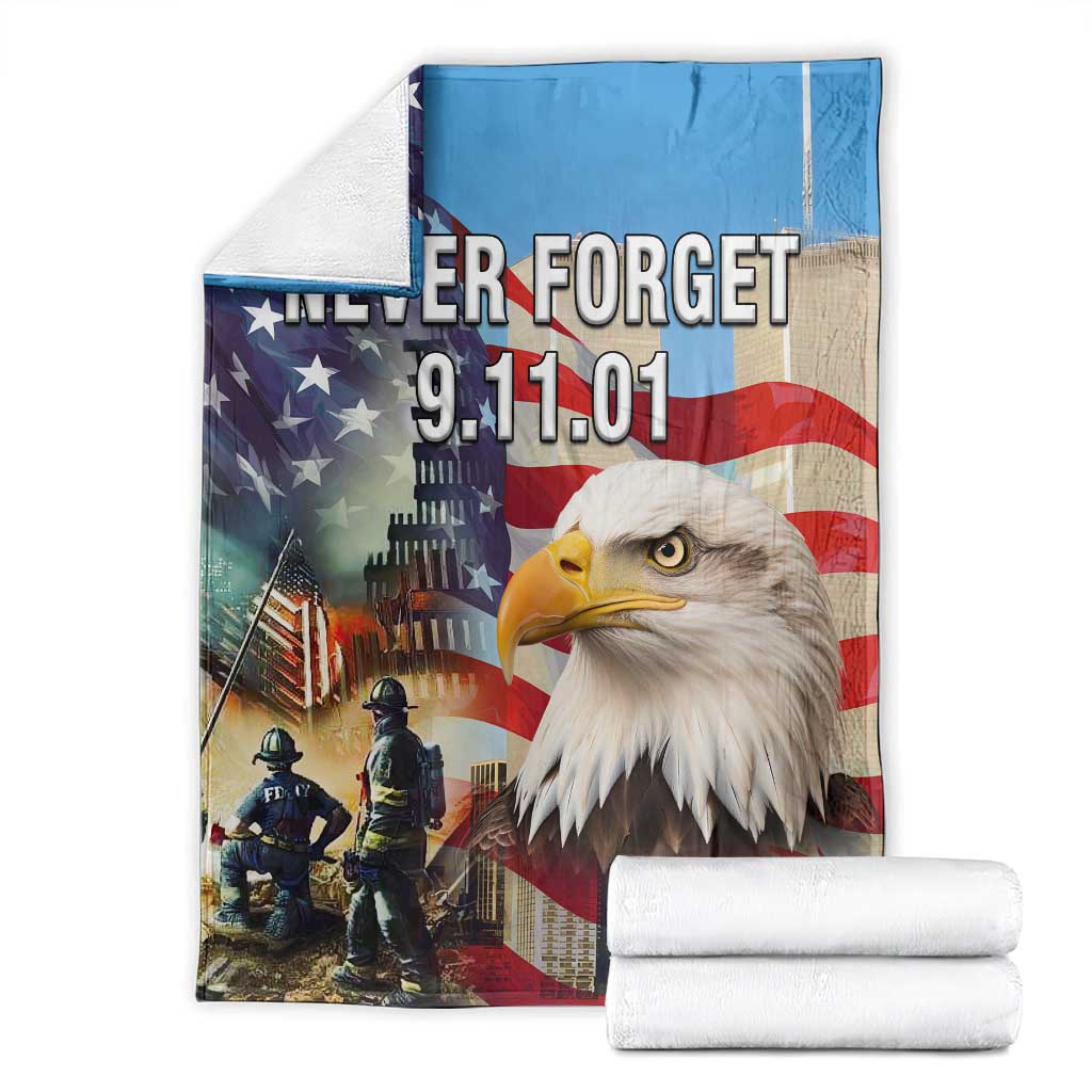 Never Forget 911 Patriotic Memorial Throw Blanket American Flag Bald Eagle First Responder Tribute TS02 Multicolor Print Your Wear