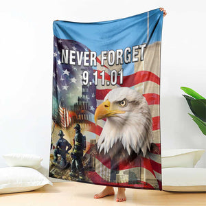 Never Forget 911 Patriotic Memorial Throw Blanket American Flag Bald Eagle First Responder Tribute TS02 Print Your Wear