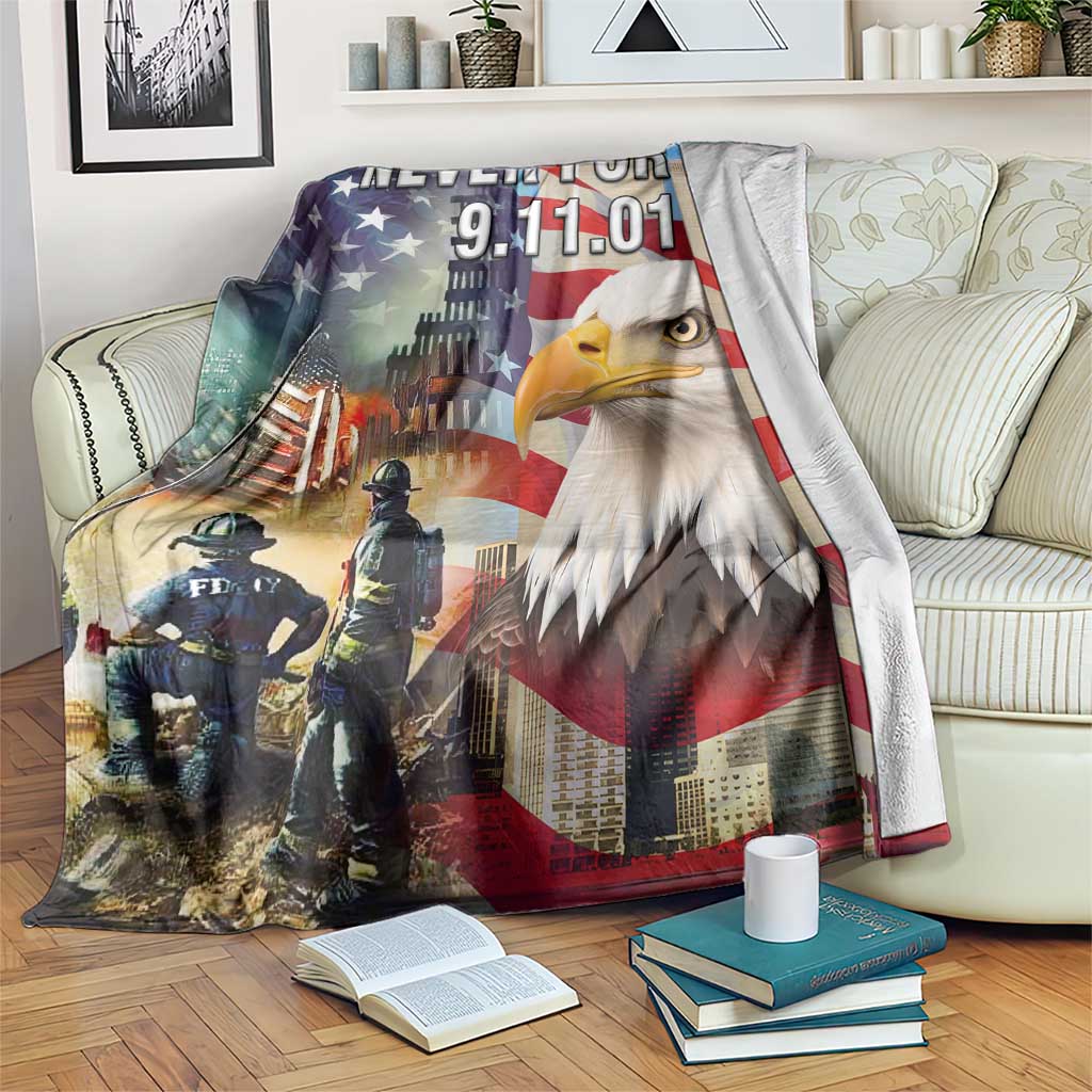 Never Forget 911 Patriotic Memorial Throw Blanket American Flag Bald Eagle First Responder Tribute TS02 Print Your Wear