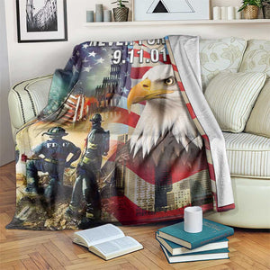Never Forget 911 Patriotic Memorial Throw Blanket American Flag Bald Eagle First Responder Tribute TS02 Print Your Wear
