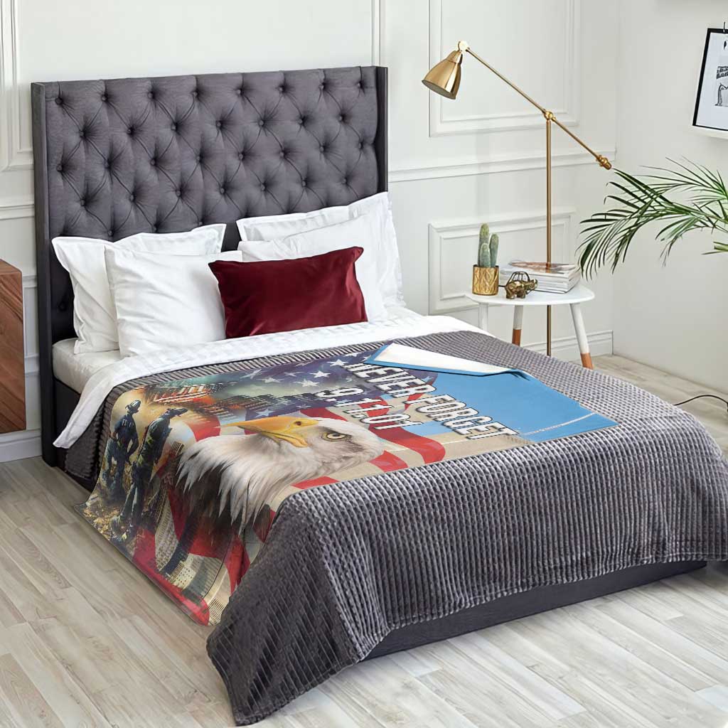 Never Forget 911 Patriotic Memorial Throw Blanket American Flag Bald Eagle First Responder Tribute TS02 Print Your Wear