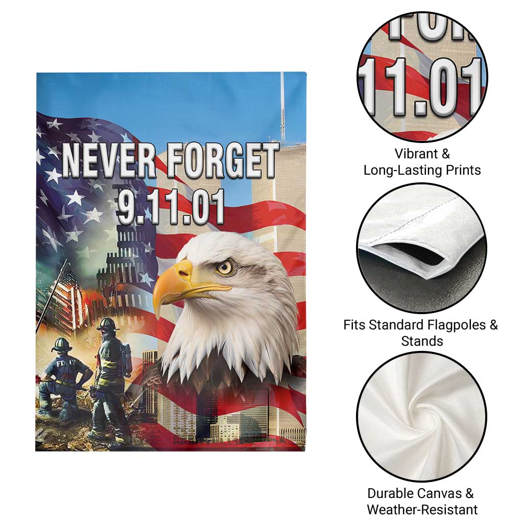 Never Forget 911 Patriotic Memorial Garden Flag American Flag Bald Eagle First Responder Tribute TS02 Print Your Wear