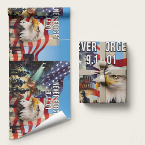 Never Forget 911 Patriotic Memorial Wrapping Paper Roll American Flag Bald Eagle First Responder Tribute TS02 Matte Multicolor Print Your Wear