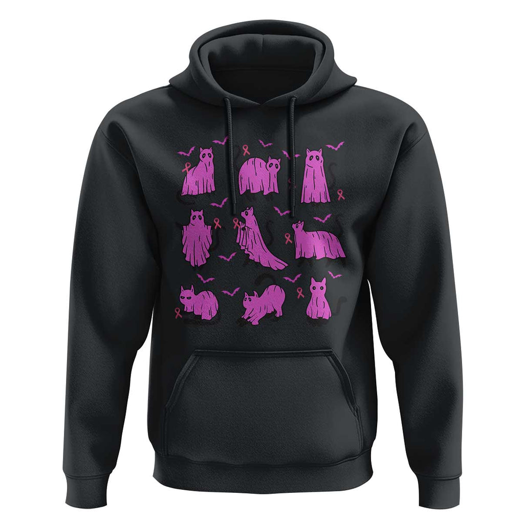 Black Cat Breast Cancer Hoodie Funny Pink Ghost Sheets Support Warrior TS02 Black Print Your Wear