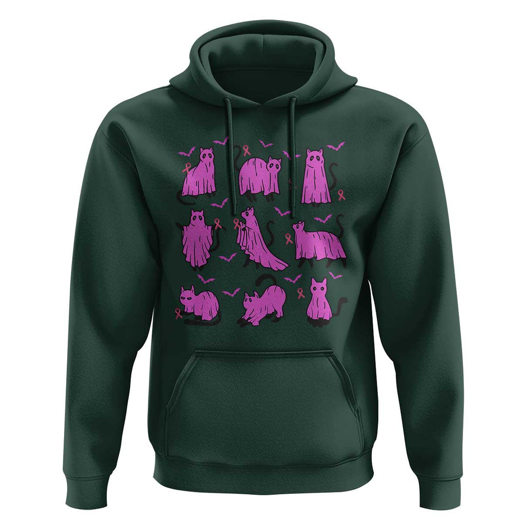 Black Cat Breast Cancer Hoodie Funny Pink Ghost Sheets Support Warrior TS02 Dark Forest Green Print Your Wear