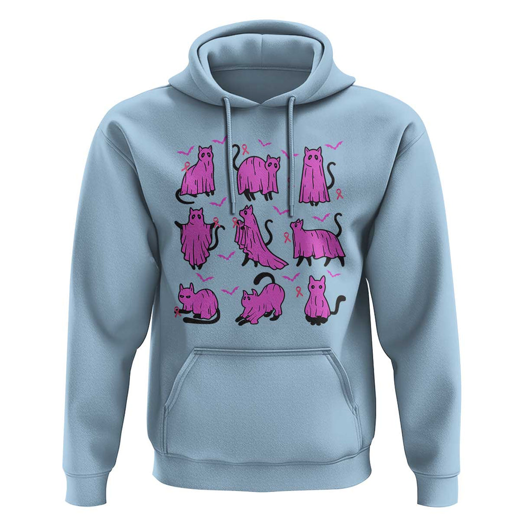 Black Cat Breast Cancer Hoodie Funny Pink Ghost Sheets Support Warrior TS02 Light Blue Print Your Wear