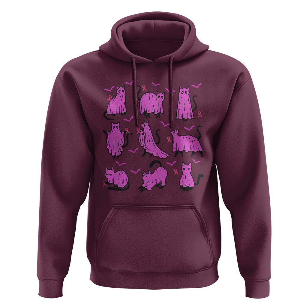 Black Cat Breast Cancer Hoodie Funny Pink Ghost Sheets Support Warrior TS02 Maroon Print Your Wear