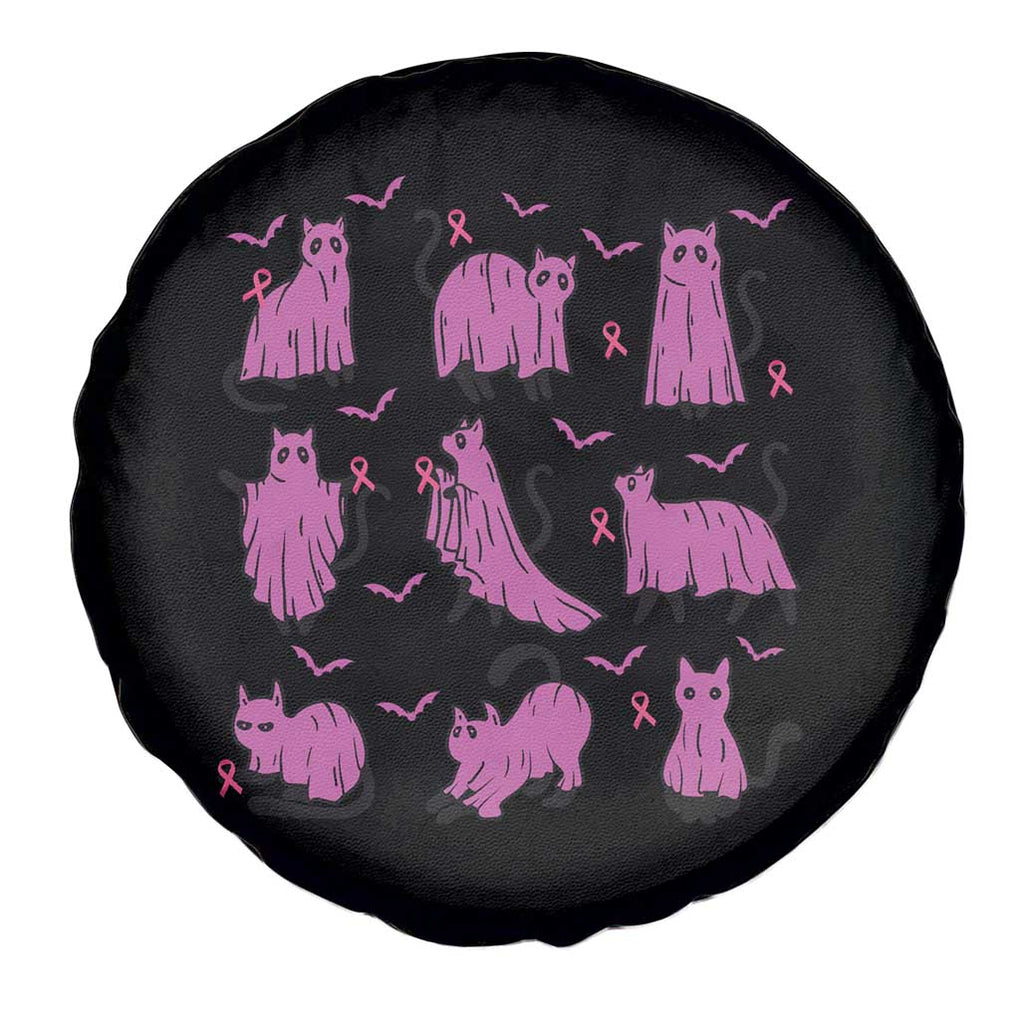 Breast Cancer Black Cat Spare Tire Cover Funny Ghost in Pink Support Squad TS02 Print Your Wear
