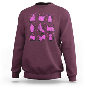 Black Cat Breast Cancer Sweatshirt Funny Pink Ghost Sheets Support Warrior TS02 Maroon Print Your Wear