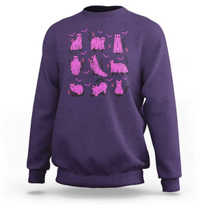 Black Cat Breast Cancer Sweatshirt Funny Pink Ghost Sheets Support Warrior TS02 Purple Print Your Wear