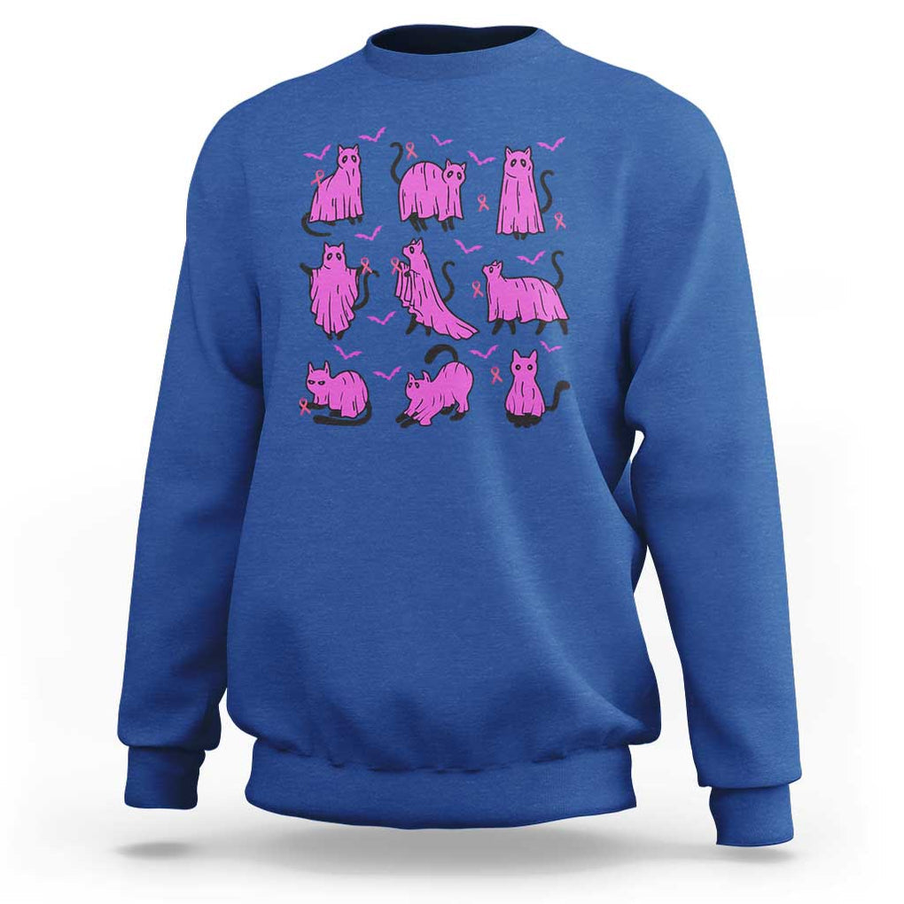 Black Cat Breast Cancer Sweatshirt Funny Pink Ghost Sheets Support Warrior TS02 Royal Blue Print Your Wear