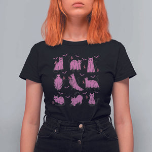 Black Cat Breast Cancer T Shirt For Women Funny Pink Ghost Sheets Support Warrior TS02 Black Print Your Wear