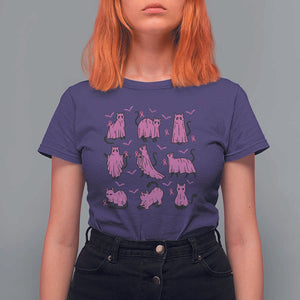 Black Cat Breast Cancer T Shirt For Women Funny Pink Ghost Sheets Support Warrior TS02 Purple Print Your Wear