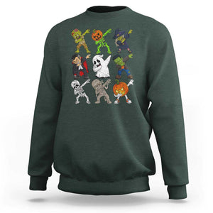 Halloween Costume Sweatshirt Spooky Dabbing Skeleton Zombie Scary Pumpkin TS02 Dark Forest Green Print Your Wear