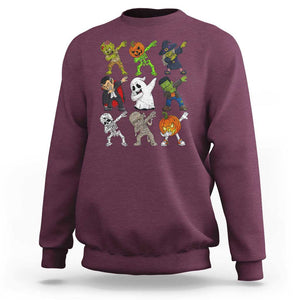 Halloween Costume Sweatshirt Spooky Dabbing Skeleton Zombie Scary Pumpkin TS02 Maroon Print Your Wear