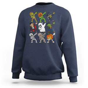 Halloween Costume Sweatshirt Spooky Dabbing Skeleton Zombie Scary Pumpkin TS02 Navy Print Your Wear