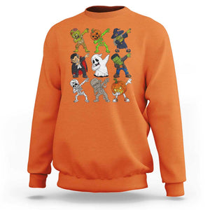 Halloween Costume Sweatshirt Spooky Dabbing Skeleton Zombie Scary Pumpkin TS02 Orange Print Your Wear