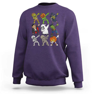 Halloween Costume Sweatshirt Spooky Dabbing Skeleton Zombie Scary Pumpkin TS02 Purple Print Your Wear