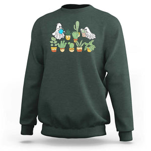 Halloween Gardening Sweatshirt Cute Gardener Boo Sheet Ghost Garden Plants Lover Halloween Costume TS02 Dark Forest Green Print Your Wear